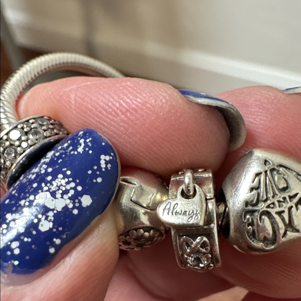 Pandora Charm Bracelet Sterling Silver with 10 charms - Picture 16 of 17